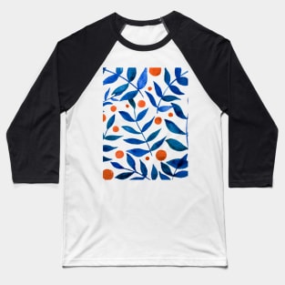 Watercolor branches and berries - blue and orange Baseball T-Shirt